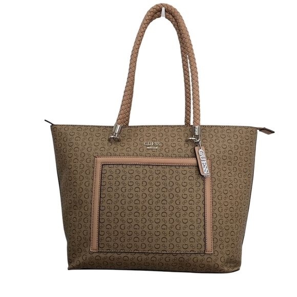 New Guess Tan Mocha Forrest City Satchel Bag Handbag Purse - Picture 1 of 6